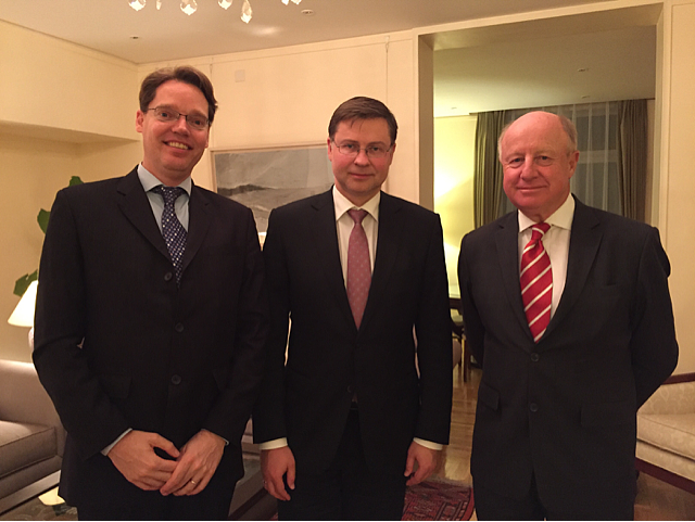 Dinner meeting with Valdis Dombrovskis, Vice President Euro and Social Dialogue at the European Commision.